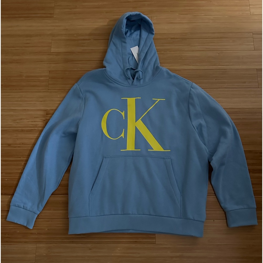 blue and yellow calvin klein hoodie